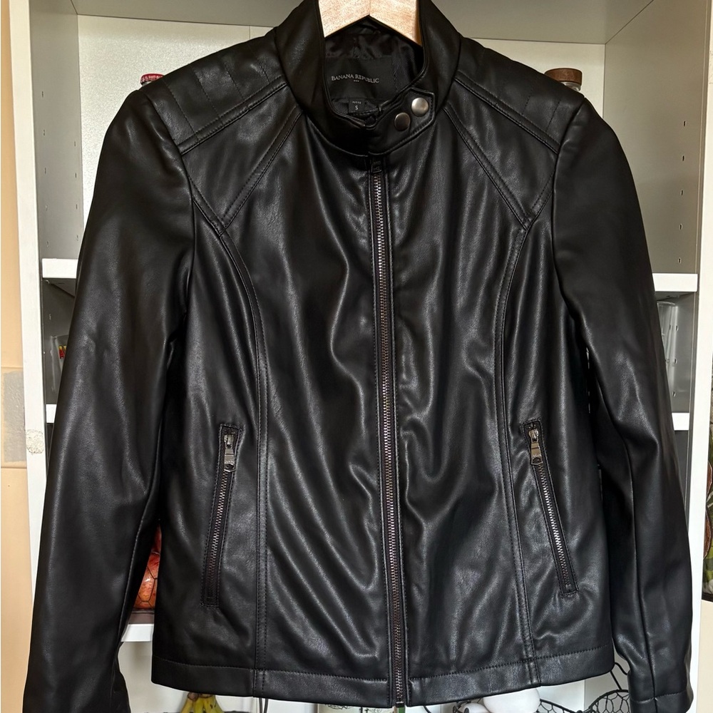 Banana Republic Black Faux Leather Jacket